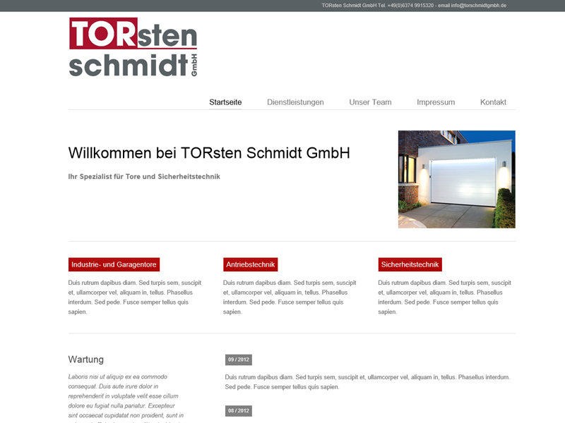 Neu Design passend zu einer jungen Firma im Metallbau. www.torschmidtgmbh.de